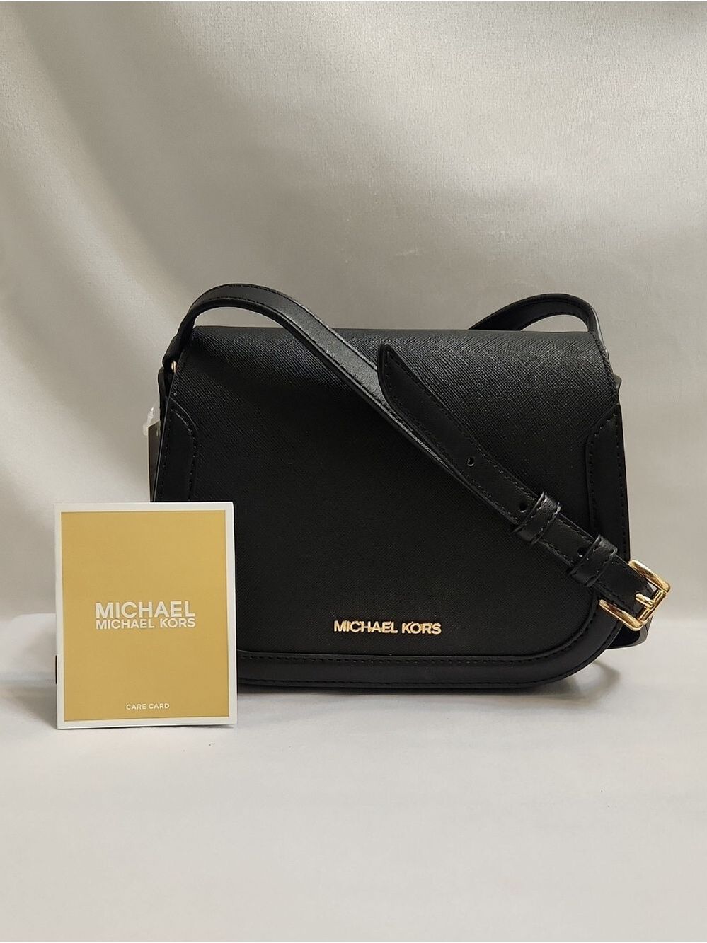MICHAEL Michael Kors Lucie Black Leather Small Saddle Crossbody Bag